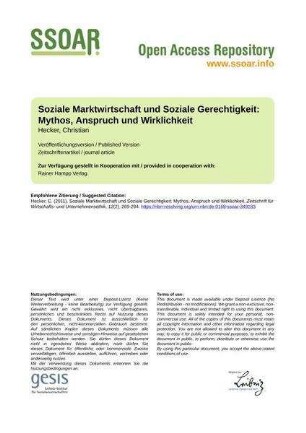 Soziale Marktwirtschaft und Soziale Gerechtigkeit: Mythos, Anspruch und Wirklichkeit