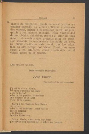 Ave María : Intermedio literario. (Con motivo de la guerra europea).