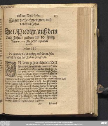 [Christliche Leichpredigten/ auß dem Buch Josua.]