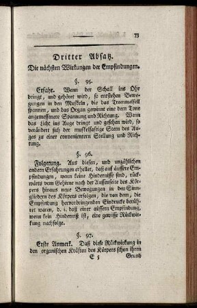 Dritter Absatz. Die nächsten Wirkungen der Empfindungen.