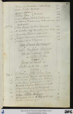[fol. 75] Rektorat Jakob Hacker 1607