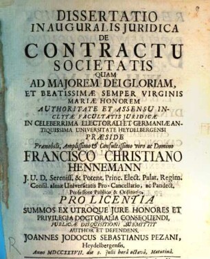 Diss. inaug. ... de contractu societatis