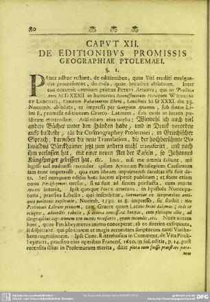 Caput XII. De Editionibus Promissis Geographiae Ptolemaei