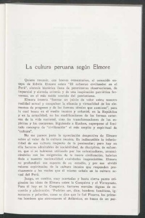 La cultura peruana según Elmore