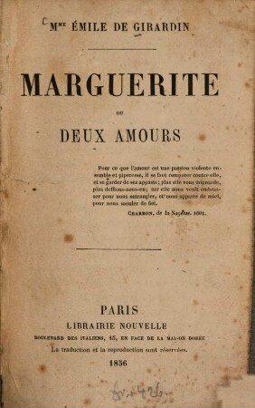 Marguerite ou deux amours