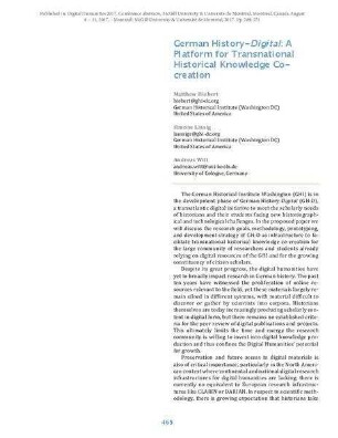 German history-digital: A platform for transnational historical knowledge co-creation