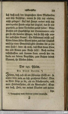 Der 141. Psalm. Ein Psalm Davids