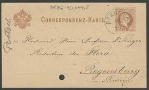 Brief von Ignaz Sigismund Poetsch an Jakob Singer
