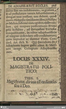 Locus XXXIV. De Magistratu Politico