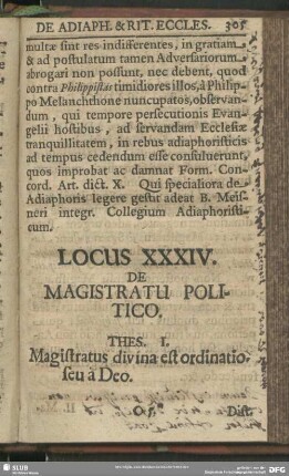 Locus XXXIV. De Magistratu Politico