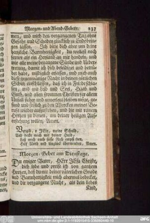 Morgen-Gebet am Dienstage.