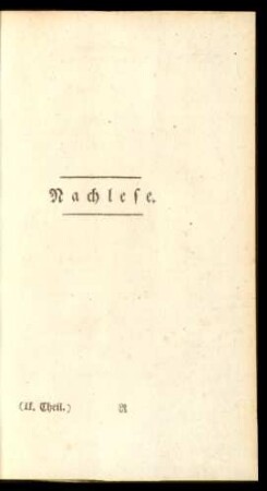 Nachlese