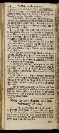 Klag- Trauer- Creutz- und Anfechtungs-Lieder. - Mittags-Lieder.