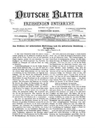 Das Problem der ästhetischen Einfühlung und die ästhetische Erziehung - Anregungen : (Schluß)