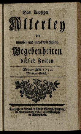 Den 29. Febr. 1752. Neuntes Stück.