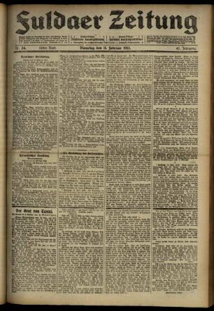 Erste Ausgabe vom Dienstag, den 11. Februar 1913.
