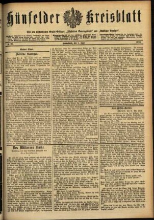 Ausgabe vom Samstag, den 01. Juni 1912.