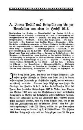 A. Innere Politik und Kriegführung bis zur Revolution von oben im Herbst 1918.