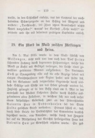 19. Ein Mord im Wald zwischen Melsungen und Heina.
