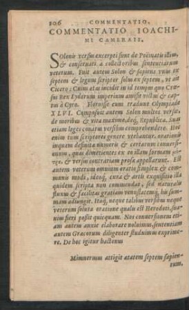 Commentatio Ioachimi Cameraii.
