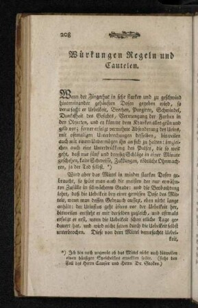 Würkungen Regeln und Cautelen.