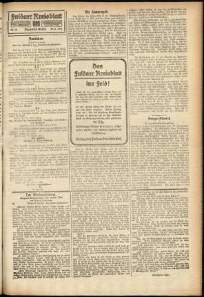 Zweite Ausgabe vom Samstag, den 29. April 1916.