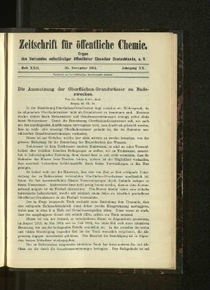 Heft XXII. 30. November 1914. Jahrgang XX.