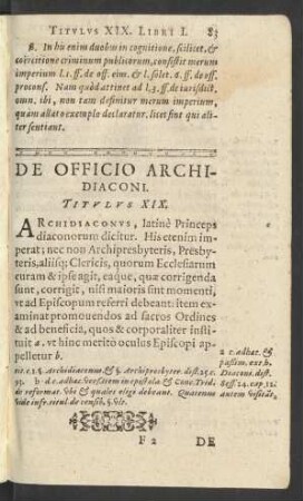 De Officio Archidiaconi. Titulus XIX.