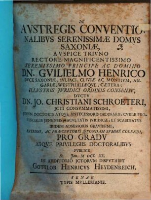 De austregis conventionalibus serenissimae domus Saxoniae