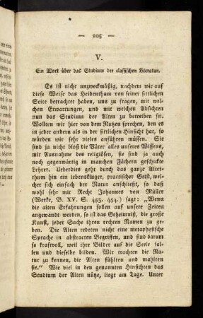 205, 5. Ueber das Studium der classischen Literatur.