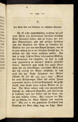 205, 5. Ueber das Studium der classischen Literatur.