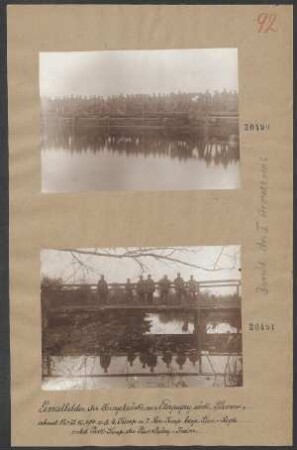 Einzelbilder der Kriegsbrücke von Eterpigny südl. Péronne, erbaut 15.-20.10.1914 v. d. 4. Komp. u. 2. Res.-Komp. bayer. Pion.-Regts. nebst Park-Komp. des Pion.-Belag.-Trains