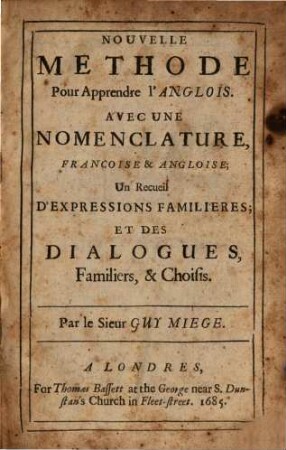 Nouvelle méthode pour apprendre l'Anglois