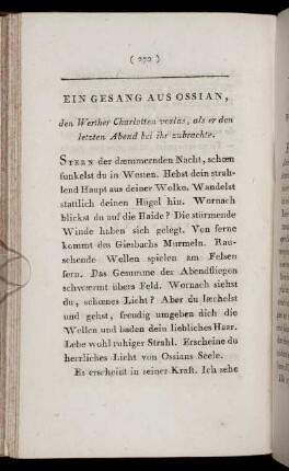 Ein Gesang Aus Ossian, ... = Chant D'Ossian, ...