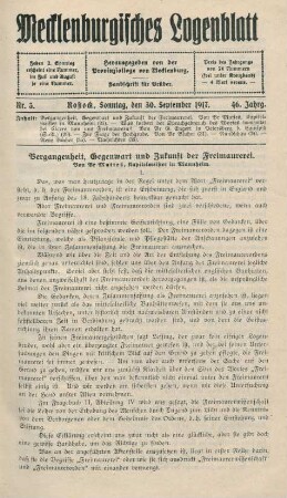 Nr. 3. Rostock, Sonntag, den 30. September 1917.