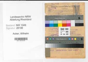 Entnazifizierung Wilhelm Acker , geb. 03.11.1886 (Stadtsekretaer)