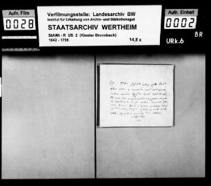 Fr. Malachias Heidt, Laie zu Bronnbach (Brunbach), verspricht den Satzungen und Regeln des hl. Benediktus Treue und Gehorsam.