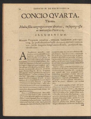 Concio Quarta. Thema. Multae filiae congregaverunt divitias, tu supergressa es universas.