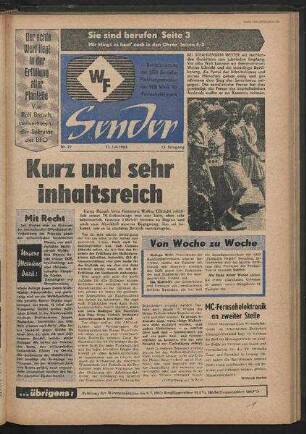 Betriebszeitung 'WF-Sender', Nr.27/1963 (11. Juli 1963)