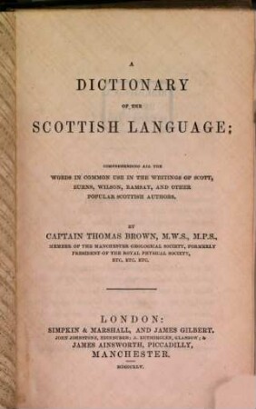 A Dictionary of the Scottish Language