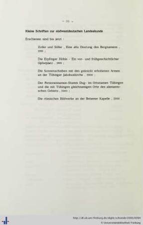 Kleine Schriften zur südwestdeutschen Landeskunde.