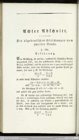 Achter Abschnitt. Die algebraischen Gleichungen vom zweiten Grade