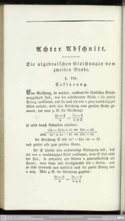 Achter Abschnitt. Die algebraischen Gleichungen vom zweiten Grade