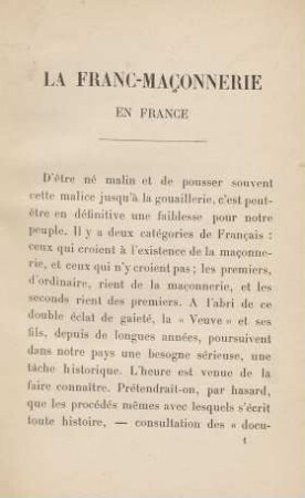 La Franc-Maçonnerie En France