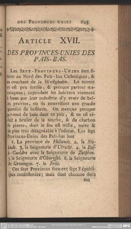 Article XVII. Des Provinces-Unies De Pais-Bas