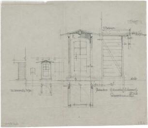 Döllgast, Hans; Hohenschäftlarn (Bayern); Wohnhaus Geh. R. Kautzsch - Eingangstüre mit Windfang (Grundrisse; Ansichten; Schnitte)