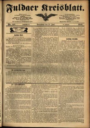 Erste Ausgabe vom Samstag, den 27. Juni 1908.