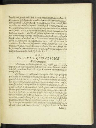 XIII. De Exheredatione Posthumorum.