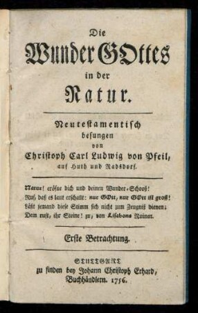 Betr. 1: Die Wunder Gottes in der Natur