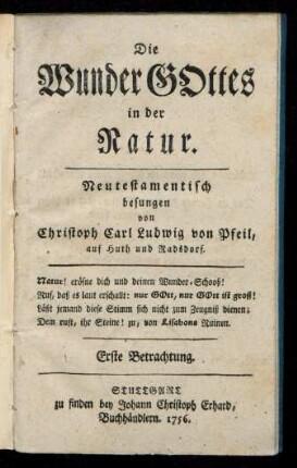 Betr. 1: Die Wunder Gottes in der Natur
